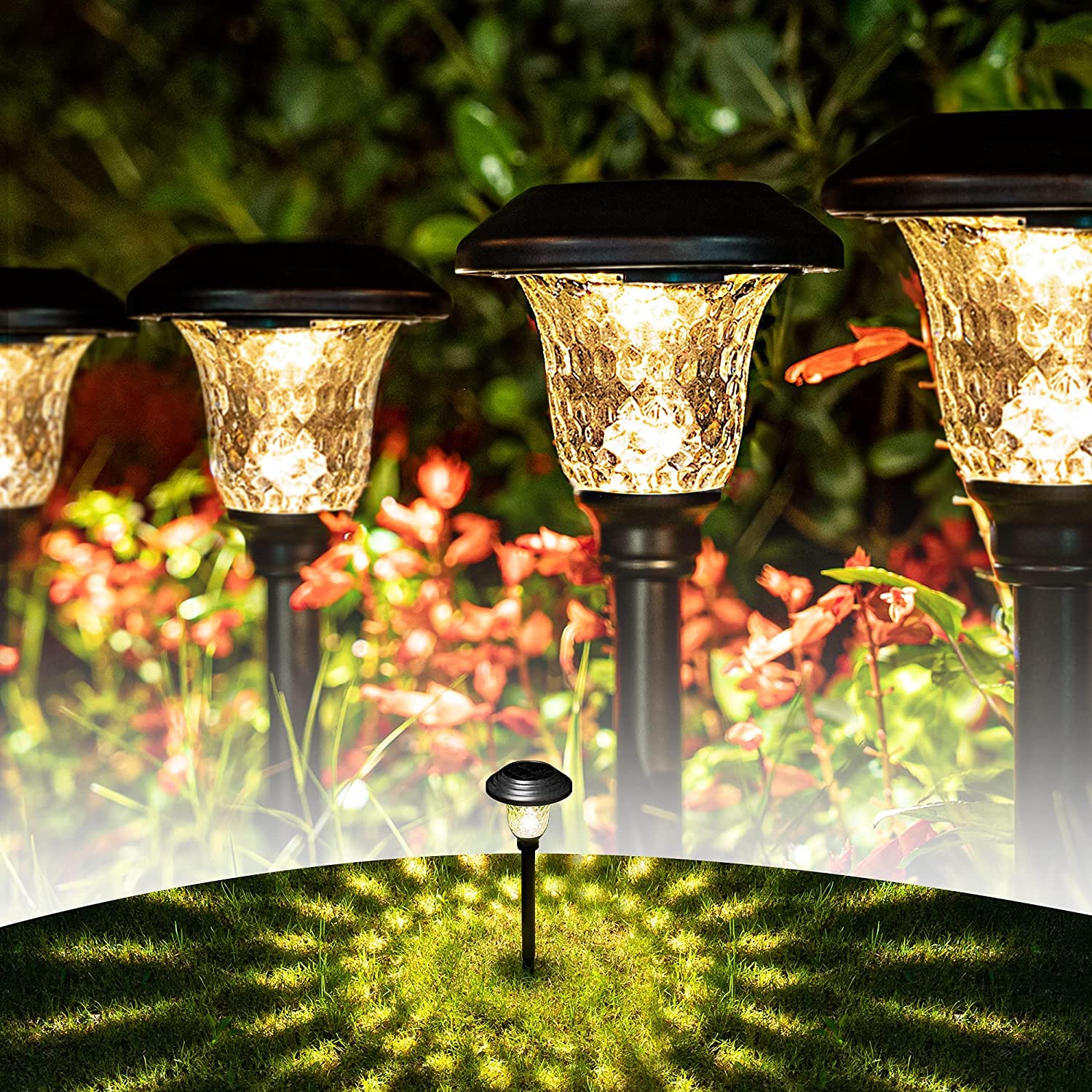 GIGALUMI 8 Pack Solar Pathway Lights, Solar Garden Lights Outdoor Warm White, Waterproof Led Path Lights for Yard, Patio, Landscape, Walkway (Brown)