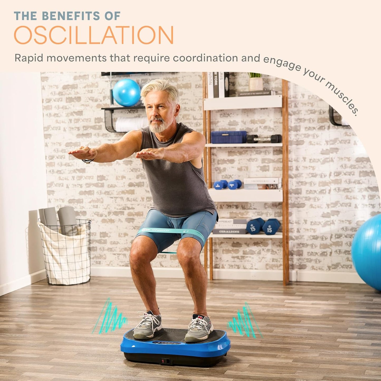 LifePro Waver Mini Vibration Plate Exercise Machine – Portable Full Body Vibration Platform for Home & Travel Workouts, Weight Loss, Toning & Wellness, with 2 Loop Bands & 4 Resistance Bands