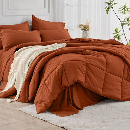 JOLLYVOGUE Queen Comforter Set, 7-Piece Bed in a Bag Queen, Ultra-Soft Comforters Queen Size, Queen Size Comforter Sets, Goose Down Alternative, Oeko-TEX Certified, Sheets & Pillowcases