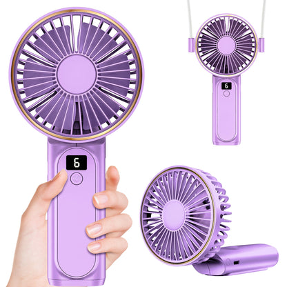 Handheld Fan, Portable Fan, 4000mAh Rechargeable Personal Fan, 180° Foldable Mini Desk Fan with 6 Wind Speed, LCD Digital Display, Lanyard as Neck Fan, Ultra Quiet, Pocket Size for Indoor Outdoor