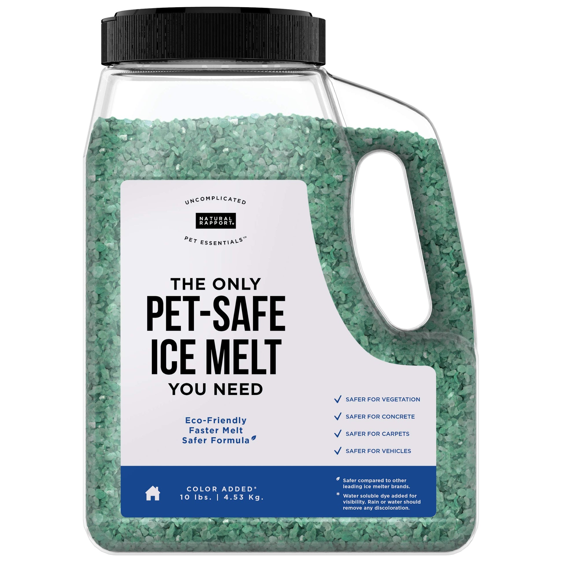 Natural Rapport Pet Friendly Ice Melt - Calcium Chloride Free, Pet Safe Ice Melter, Rock Salt Alternative - Time Release Deicer Formula Lasts 3X Longer (35 lb)