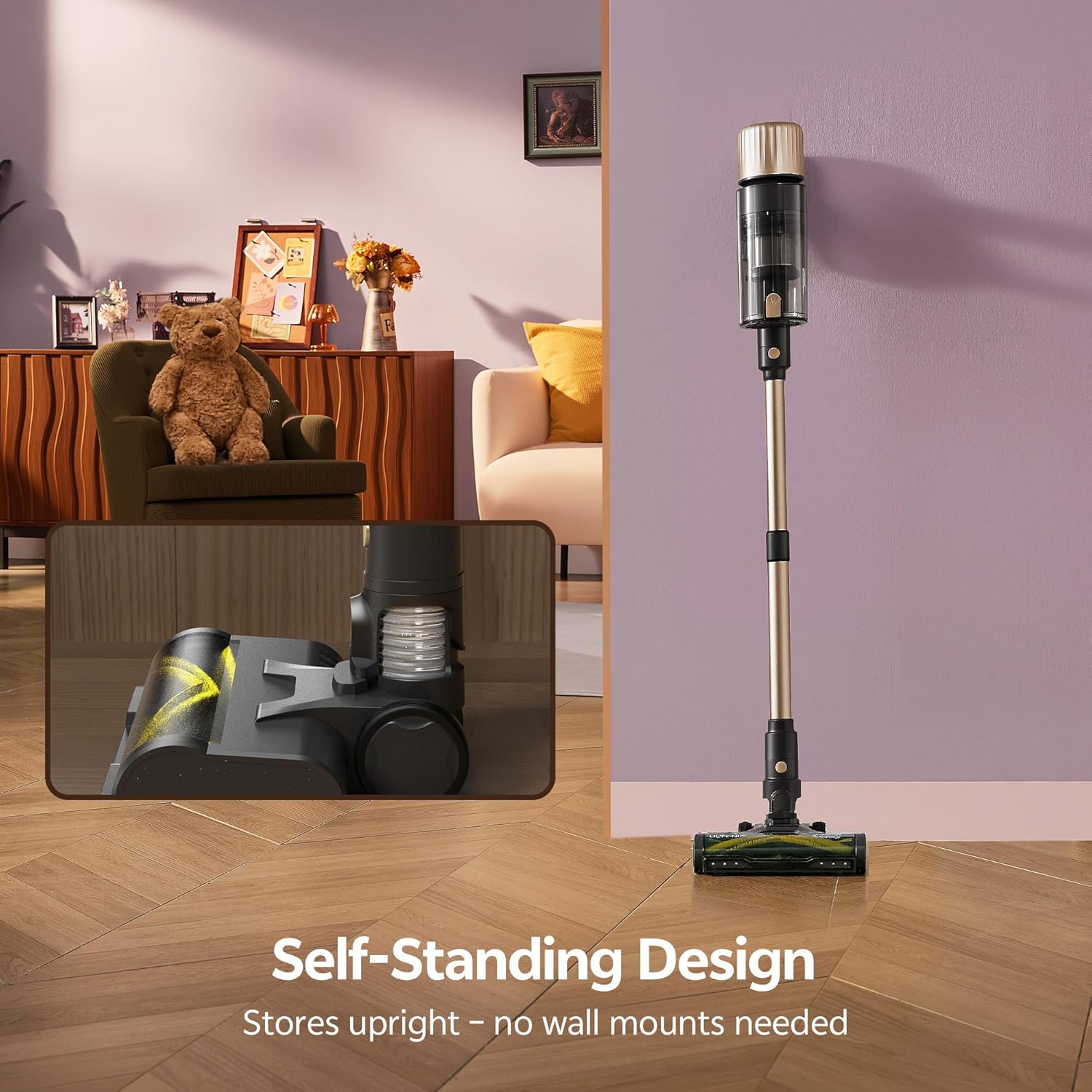 Ultenic Cordless Vacuum Cleaner, 600W 60KPA 65Mins, Stick Vacuum Cordless Rechargeable with Touch Screen, Self-Standing, 180° Lay-Flat, Anti-Tangle Handheld Vacuum Cleaners for Home/Pet Hair/Carpets
