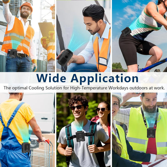 Portable Waist Fan, 4 Speeds 13000RPM Strong Airflow, belt fan with up to 22H of Working Time, Hands-Free Neck Fan, Rechargeable Wearable Personal Fan for Outdoor, Hiking,Jobsite, Farms