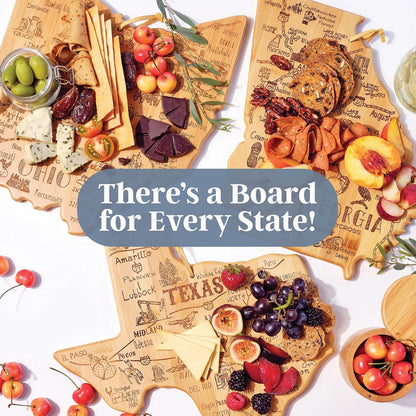 Totally Bamboo Destination Georgia State Shaped Cutting Board, Charcuterie and Cheese Serving Board – Georgia Gift for Home Décor or Everyday Kitchen Use