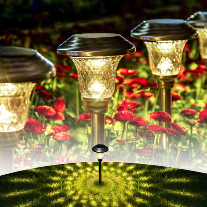 GIGALUMI 8 Pack Solar Pathway Lights, Solar Garden Lights Outdoor Warm White, Waterproof Led Path Lights for Yard, Patio, Landscape, Walkway (Brown)