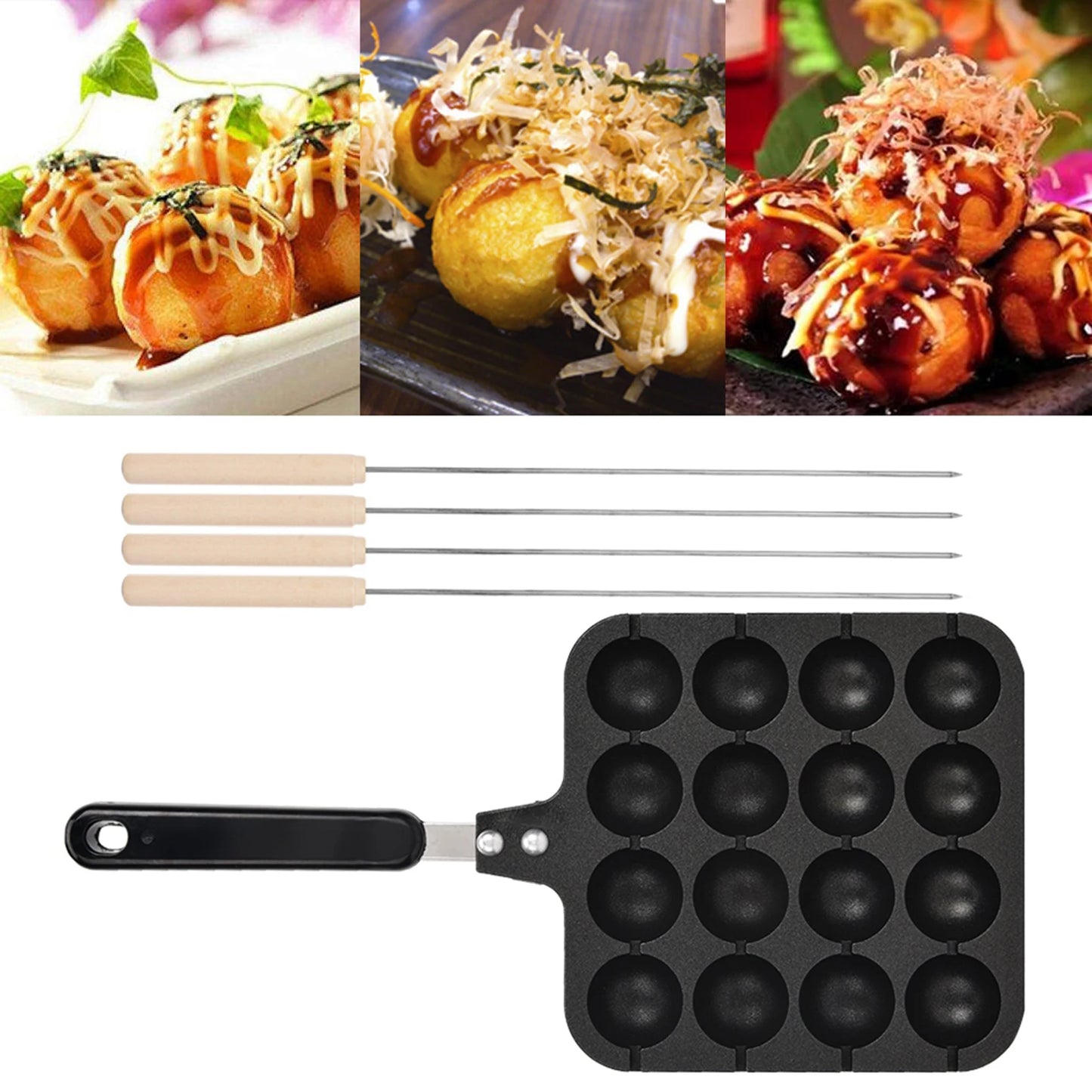 16 Holes Non-Stick Takoyaki Grill Pan Plate