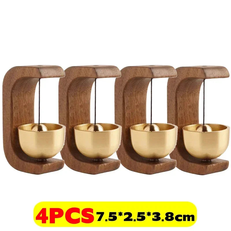 Wooden Wireless Doorbell with Magnetic Brass Wind Chimes