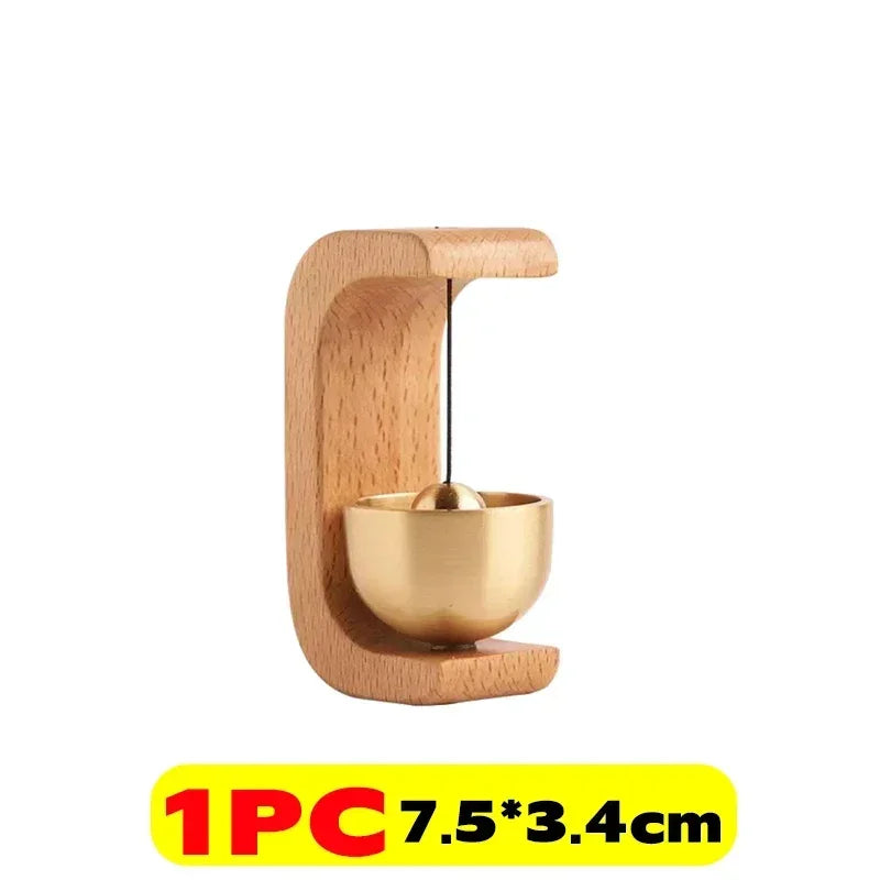 Wireless Wooden Doorbell with Brass Wind Chimes