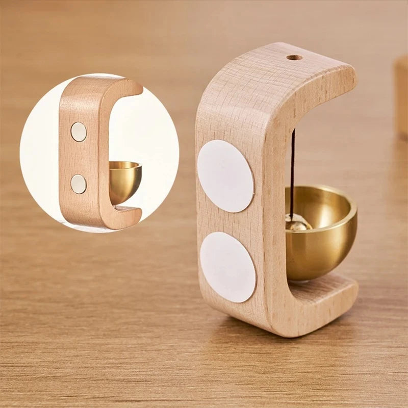 Wireless Wooden Doorbell with Brass Wind Chimes