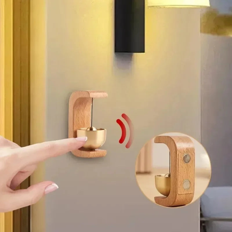 Wireless Wooden Doorbell with Brass Wind Chimes