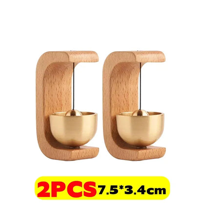 Wooden Wireless Doorbell with Magnetic Brass Wind Chimes