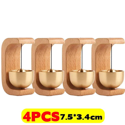 Wooden Wireless Doorbell with Magnetic Brass Wind Chimes