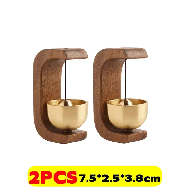 Wooden Wireless Doorbell with Magnetic Brass Wind Chimes