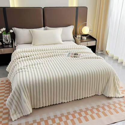 Stripe Fleece Throw – Ultra Plush Ribbed Blanket with 1.6" Wide Channel Texture