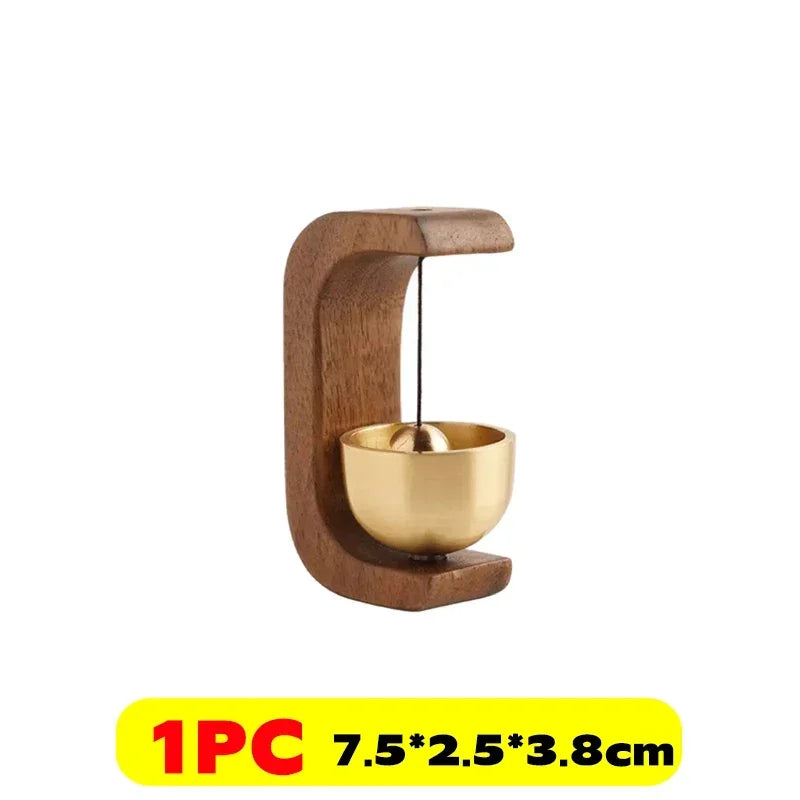 Wooden Wireless Doorbell with Magnetic Brass Wind Chimes