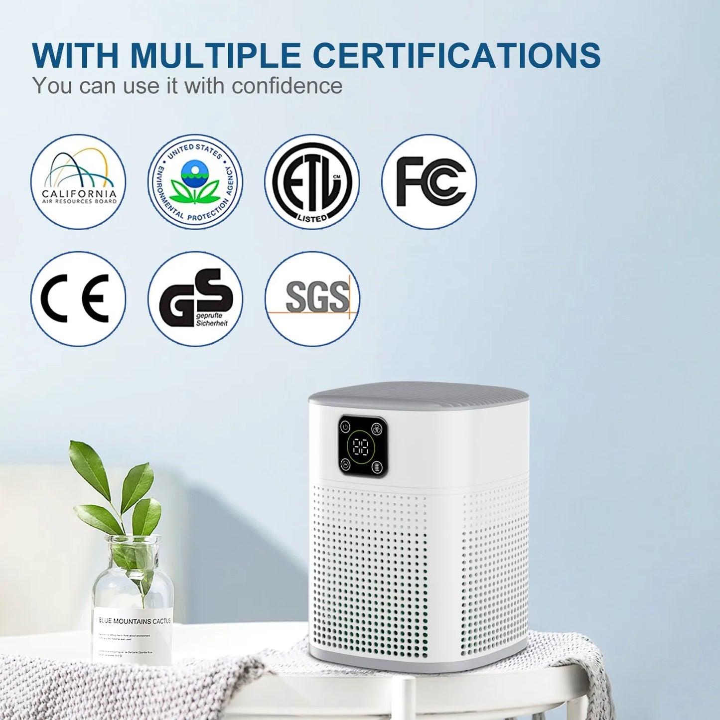 Portable H13 HEPA  Air Purifier with Smart Control