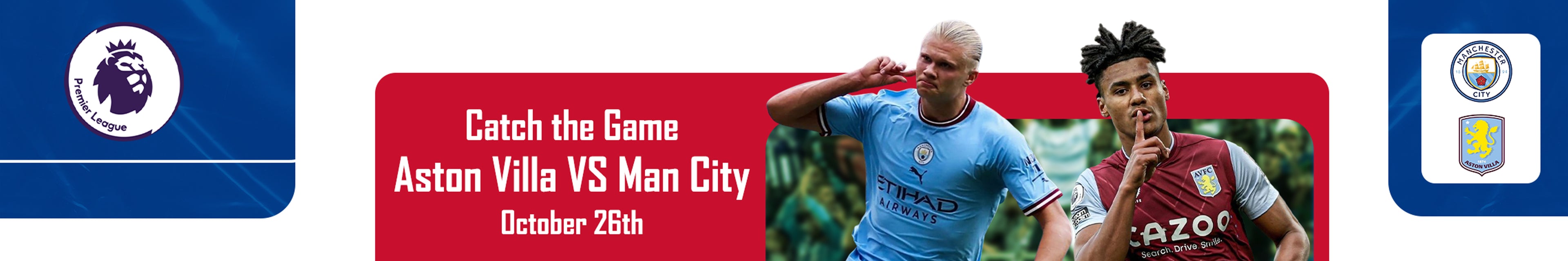 premier league: Aston Villa Vs Man City October 26th